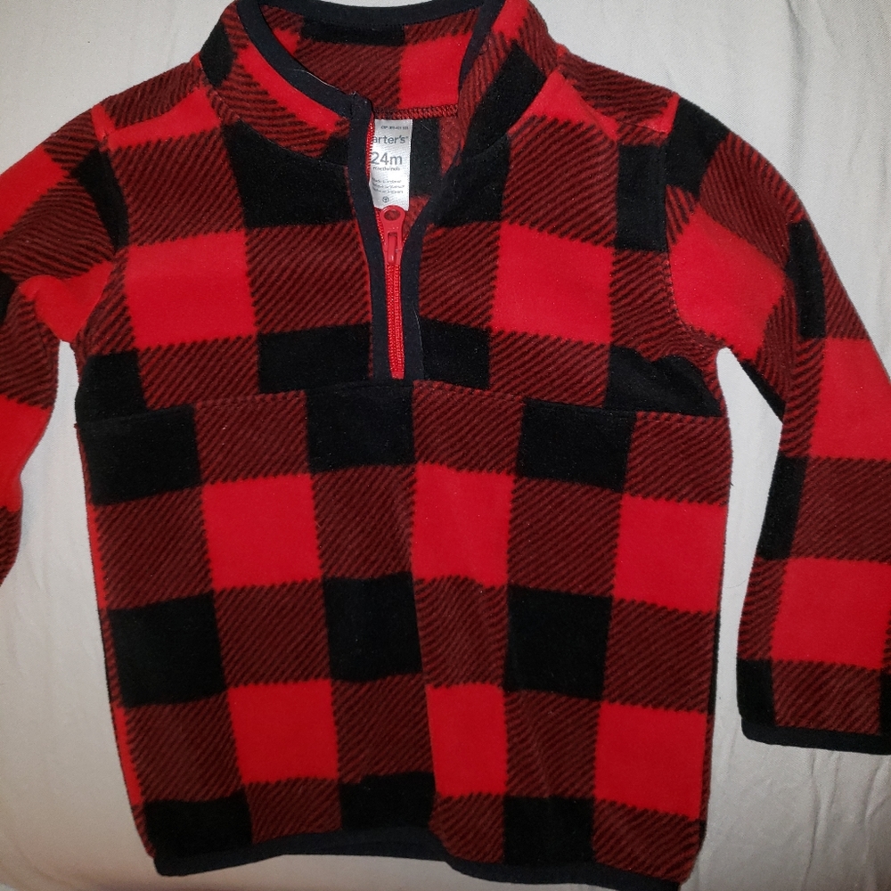 Red Buffalo Plaid 1/4 zip Fleece